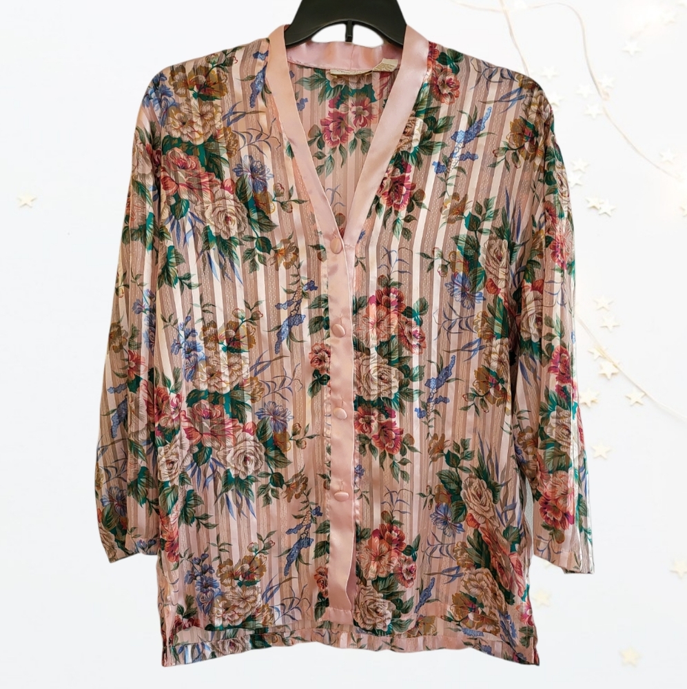 Victoria's Secret Vintage Gold Label Sleep Button Up Shirt Medium